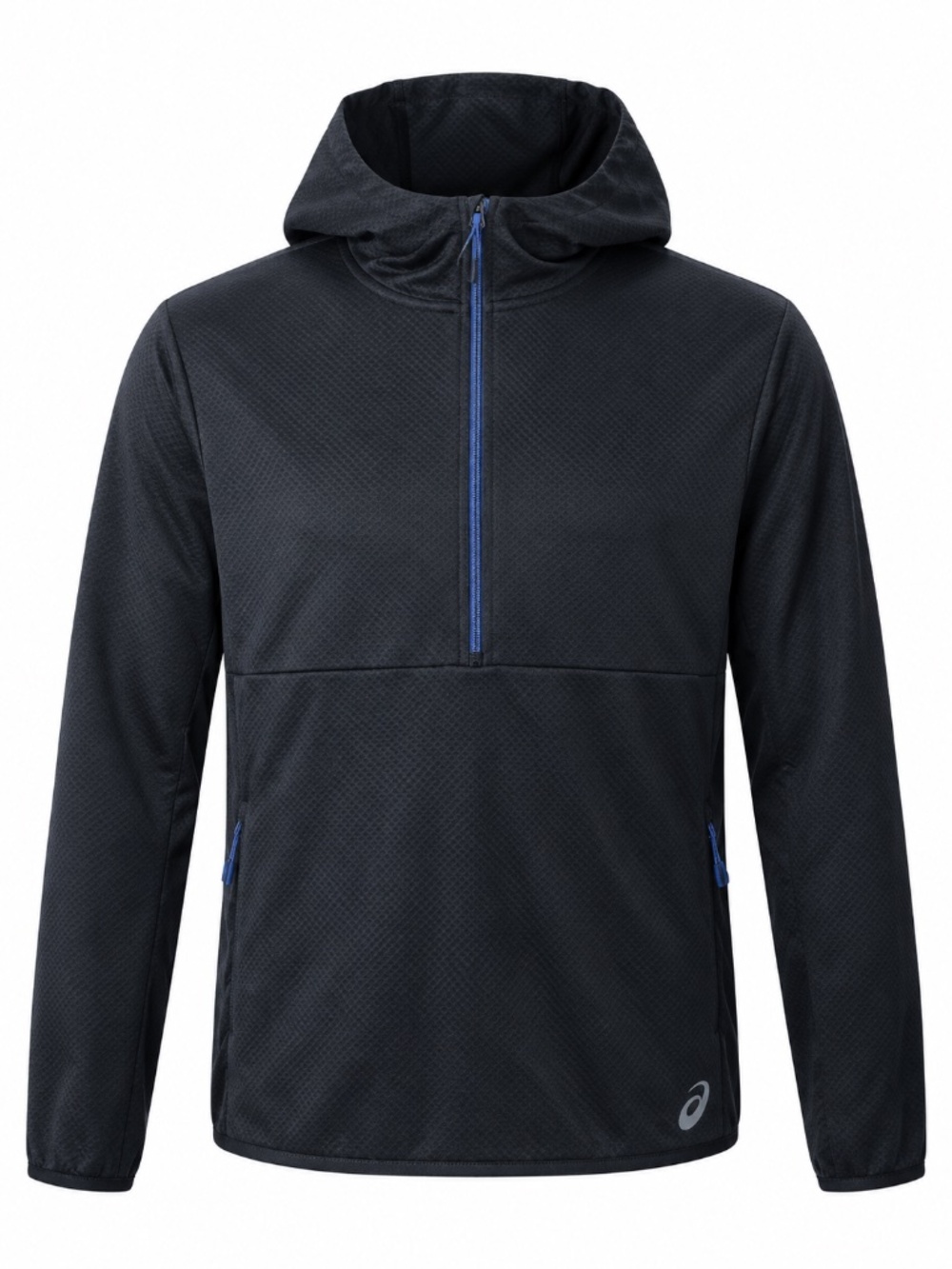 $60 Asics Hoodie Black Grid Fleece 1/4 Zip Pullover Sweatshirt Jacket Gym Men’s